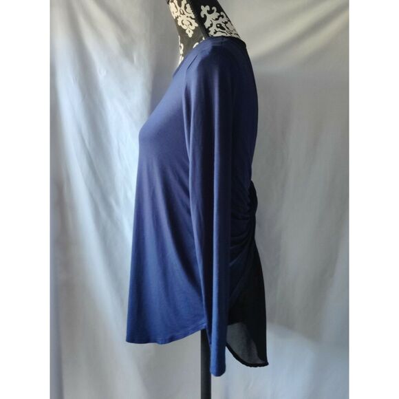 Miin Chico Top Blouse Long Sleeve Scoop Neck Blue Womens Size Small - Picture 5 of 10
